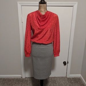 Vintage Red and Black Polka Dots Blouse